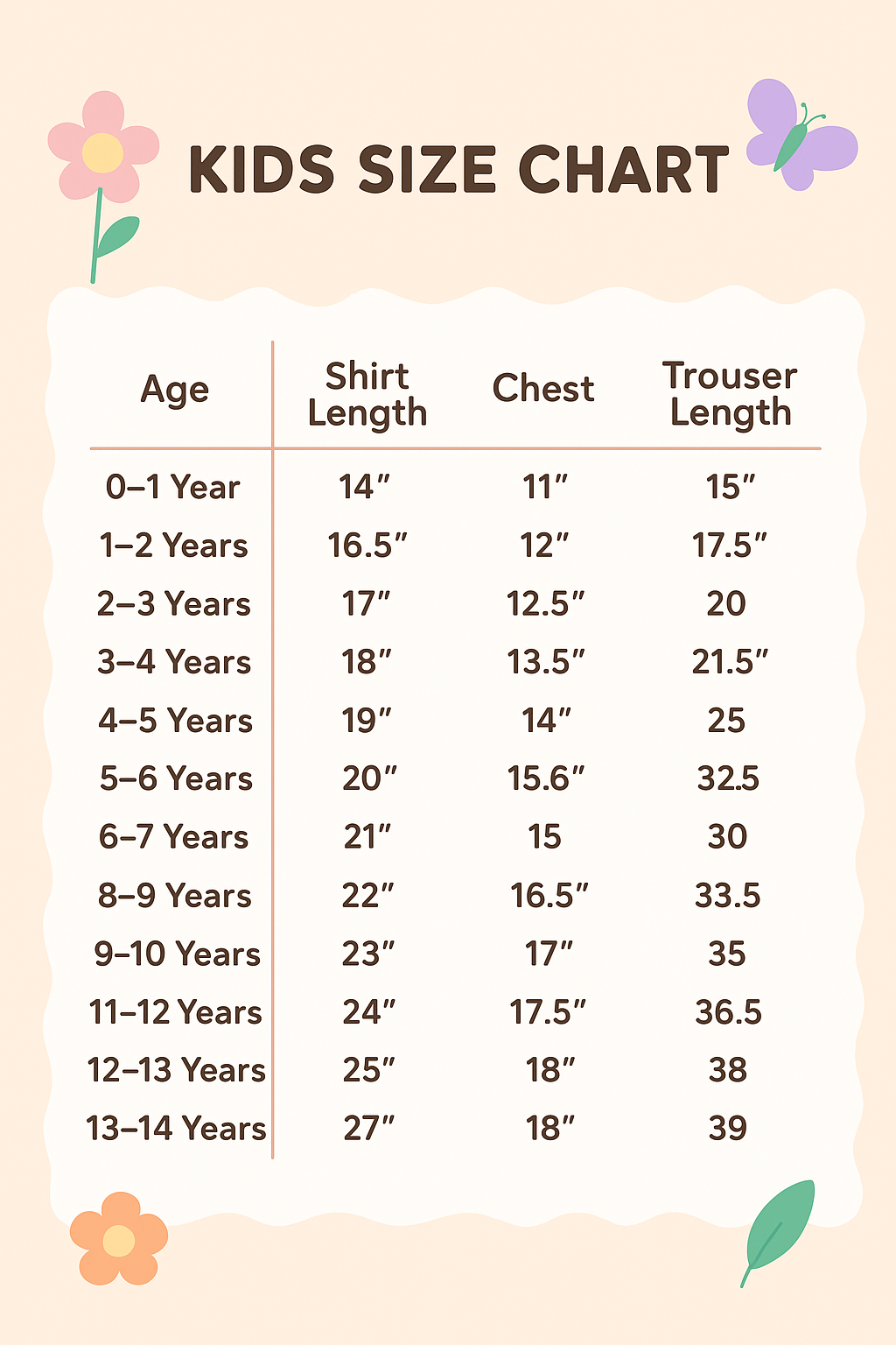 Size chart for Navy Blue Boys 2-Piece Set – Sweatshirt & Trouser, Geometric Monogram printed